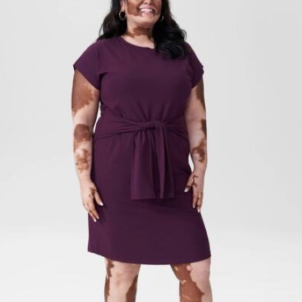 Universal Standard Misa Jersey Dress in Eggplant Tie-Front Knit Dress XL